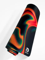 Colorful mouse pad with a swirling design on a white background, featuring the brand 'Drago'