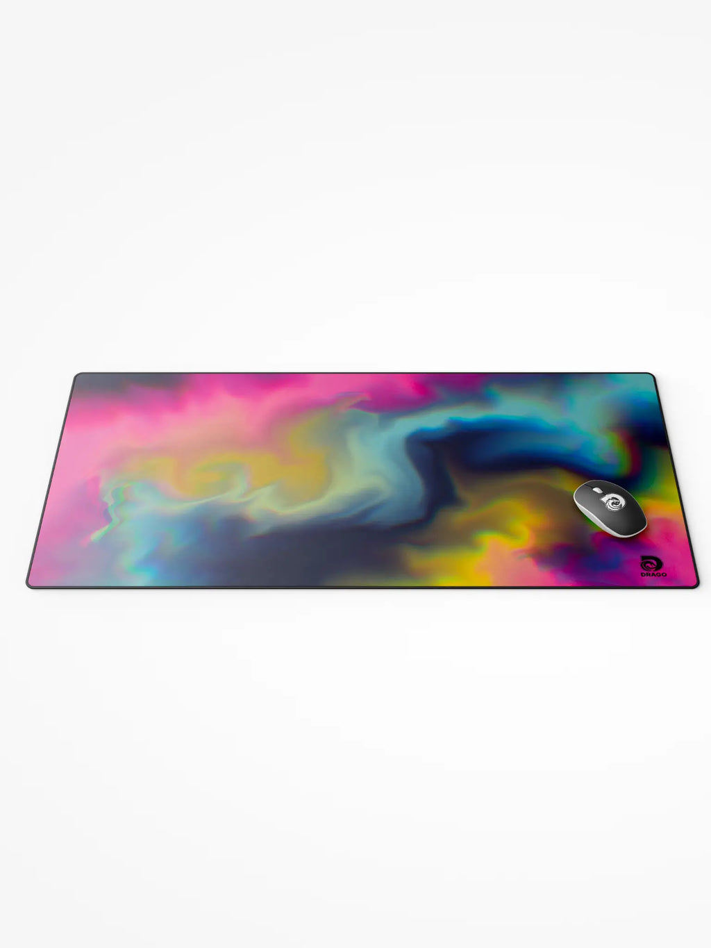 Colorful mouse pad with a cloudy design on a white background, featuring the brand 'Drago'