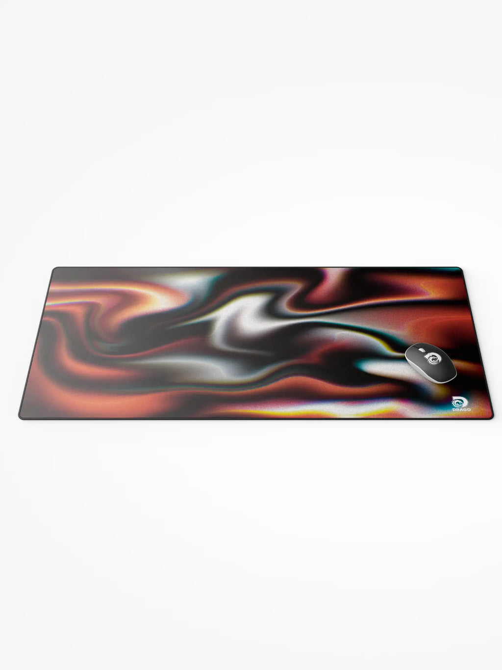 Colorful mouse pad with a gradient design on a white background, featuring the brand 'Drago'